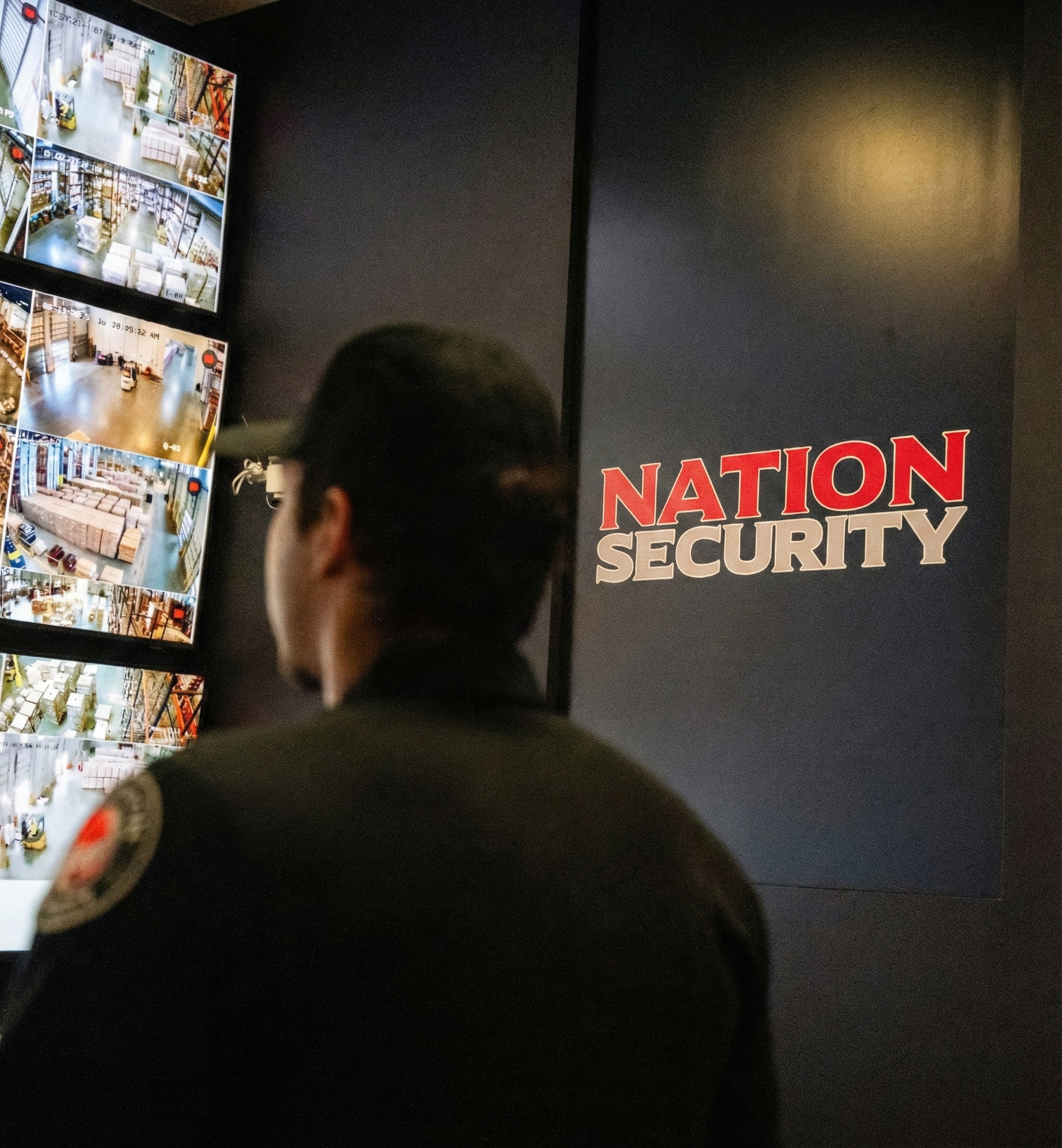 Security operations dashboard showing multiple camera feeds and map data